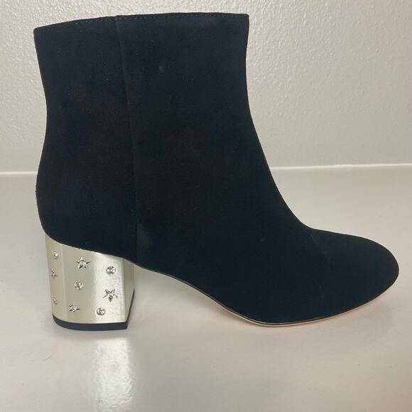 Kate Spade Black Suede Ankle Boots Size US 5.5 Studded Block Heel Serendipity - Picture 3 of 12